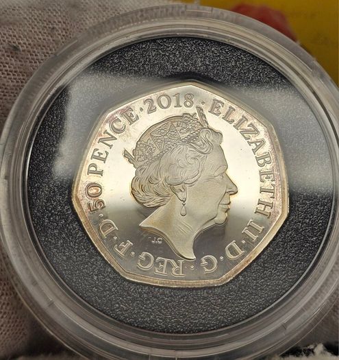 Royal Mint 2018 Silver Proof 50p Fifty Pence Paddington at the Station Coin in Original Holder with COA