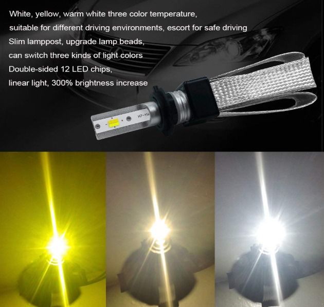 2pcs H4 3 Color 60W 9600Lm Headlight 6000K/4300K/3000K 12V Yellow Fog Lights for car Brightest Led Lamp Copper Cooling Led lights