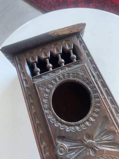 Antique Hand Carved Tall wooden Trinket