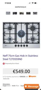 Gas Hob 5 Ring Neff 75cm X 52cm Unused For Sale in Blackrock, Dublin ...
