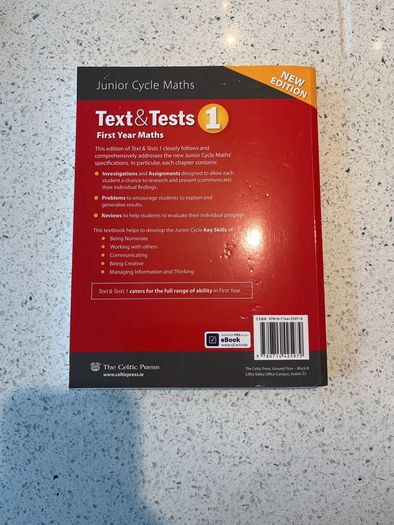 Text & Tests 1 - First Year Maths Textbook - Junior Cycle