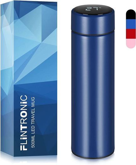Travel Mugs, Insulated Water Bottle, 500ml LED Temperature Display Smart Water Cup, Stainless Steel Vacuum Drink Flasks, Hot&Cold Sport Drink Bottle for Cycling, Gym, Home, Office