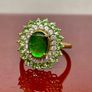 Ammolite, Tsavorite Garnet White Zircon Ring Image 5
