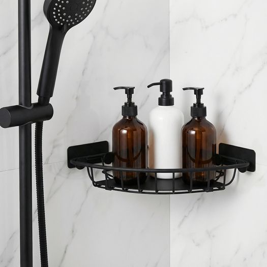 Bathroom Corner Shower Basket - Black Color 19.9cm