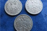 Antique Austria coins, 1893 1894 1895 over a century old