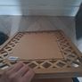 Wall mirror with lattice wood frame Image 2
