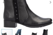 Rieker Leather Studded Ankle Boots Black  Size 40 Like New