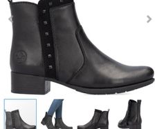 Rieker Leather Studded Ankle Boots Black  Size 40 Like New
