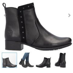 Rieker Leather Studded Ankle Boots Black  Size 40 Like New