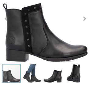 Rieker Leather Studded Ankle Boots Black  Size 40 Like New