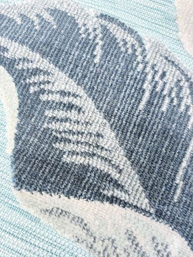 New 115cm x 170cm raised pile leaf tropical outdoor/indoor rug in distressed blue, grey and navy