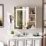 Bathroom Wall Cabinet with Mirror, Anti-Fog Mirror Storage Cupboard Organiser Unit with 3 Color Adjustable LED Light Hair Dryer Holder for Bathroom Home Image 7
