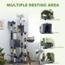 206cm Cat Tree, Multi-Level Cat Tower with Scratching Posts and Board, Beds, Condos, Platforms, Toy Balls, Dark Grey Image 3