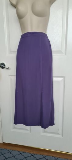 Brand New M&S Purple Blueberry Straight Skirt Front Splits Size 8r