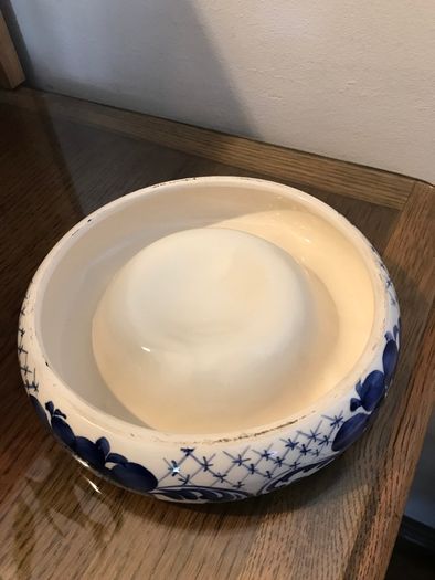 Blue/ white china dish and candle holder