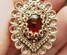 DGS Turkey signed 925 silver filigree garnet ring -10.47g