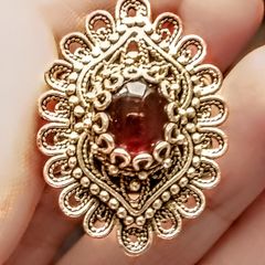 DGS Turkey signed 925 silver filigree garnet ring -10.47g