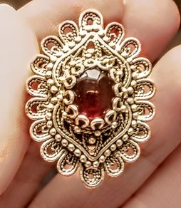 Vintage DGS Turkey 925 sterling silver filigree garnet cocktail ring