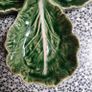Vintage Portugal made Bordallo Pinheiro Green Glazed Cabbage Ceramic Dish Image 2