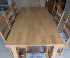 8 seater wooden dining table and chairs