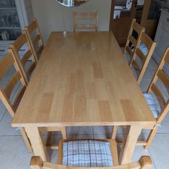 8 seater wooden dining table and chairs