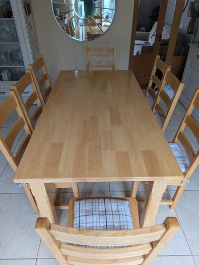 8 seater wooden dining table and chairs