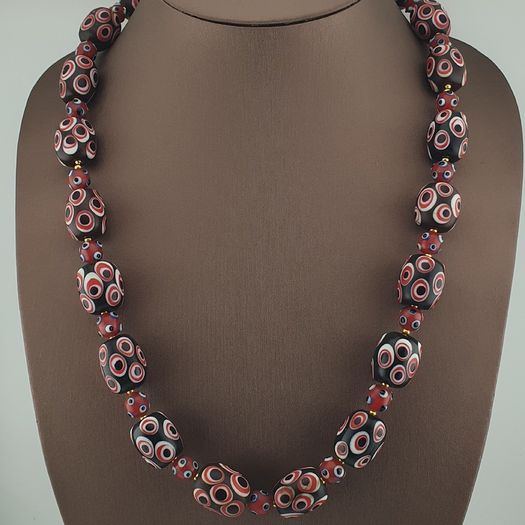 Antique Venetian Style Eyes Glass Big Beads Necklace