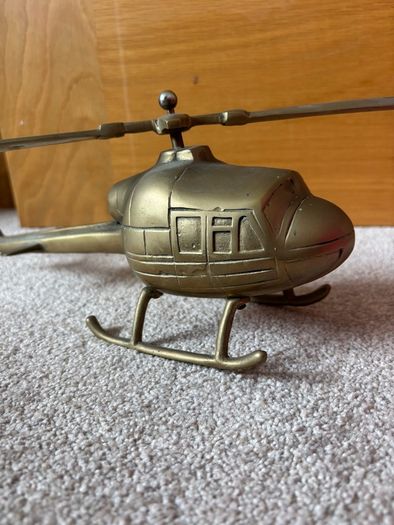Large Vintage Brass Helicopter