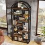 Industrial Style Bookcase with Geometric Metal Frame and Open Shelves, Freestanding Image 6