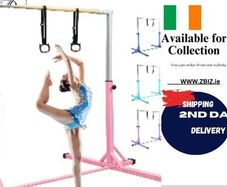 Gymnastics Bar Horizontal Bar with Gymnastic Rings for Kid 13 Height Adjustable