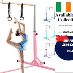 Gymnastics Bar Horizontal Bar with Gymnastic Rings for Kid 13 Height Adjustable