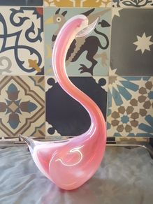 Murano Glass Pink Opaline Swan