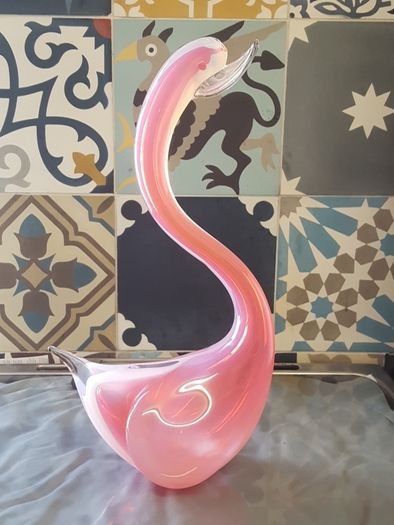 Murano Glass Pink Opaline Swan