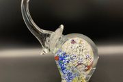 Vintage Murano Style Art Glass Elephant Paperweight: