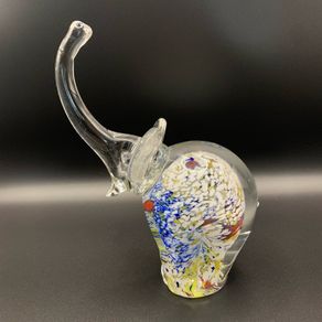 Vintage Murano Style Art Glass Elephant Paperweight: