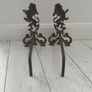 19th Century Cast Brass Rampant Lions Andirons Image 5