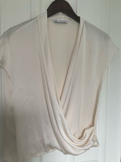 Mango cream satin wrap blouse