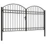 Fence Gate Double Door with Arched Top Steel 300x175 cm Black Image 3