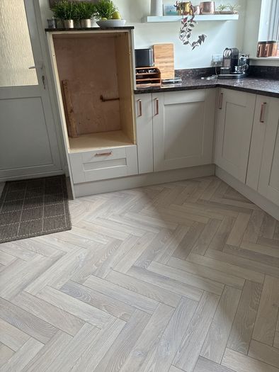 kitchen units from in-house panelling centre in alderley cashmere and navy blue