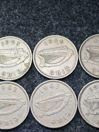 Irish Eire Threepence Leat Reul hare collection FULL DATE RUN 1942 to 1968.