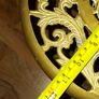 A Beautiful Old Hollywood Regency Brass Filigree Plant Stand Ornate Scrollwork features intricate, ornate pierced cut-work in a circular design Image 6