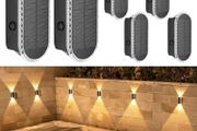 Solar Light for Fence Outdoor: 6 Packs IP65 Waterproof Wall Light Solar Powered with 3 Modes - Long Lasting Up Down Lighting for Deck Garden Door Porch Fence Patio