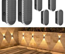 Solar Light for Fence Outdoor: 6 Packs IP65 Waterproof Wall Light Solar Powered with 3 Modes - Long Lasting Up Down Lighting for Deck Garden Door Porch Fence Patio