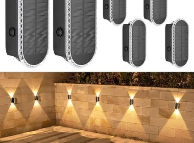 Solar Light for Fence Outdoor: 6 Packs IP65 Waterproof Wall Light Solar Powered with 3 Modes - Long Lasting Up Down Lighting for Deck Garden Door Porch Fence Patio