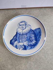 Delfts Blauw Royal G Wall Plate, Frans Hals, Portrait of an Elderly Lady, Wall Hanging, Decorative Delftware, Blue and White