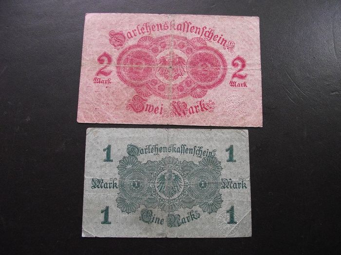 Germany. Darlehnskassenschein. 1 Mark & 2 Mark (12.8.1914)