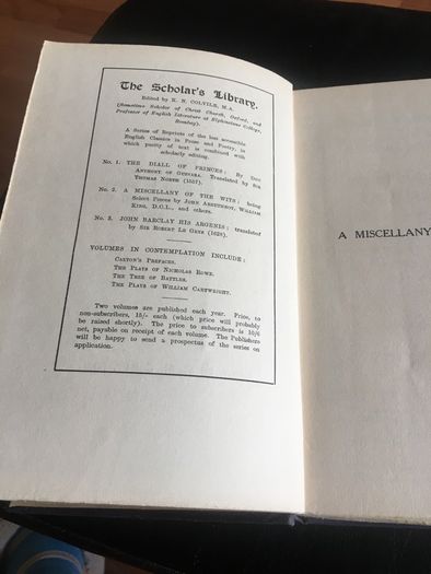 The Scholar's Library - A Miscellany of the Wits: select pieces by William King, John Arbuthnot. And other hands. edited by K.N. Colvile, MA
