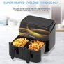 Double Air Fryer - 9L - 2 x 4.5L Independent Cooking Zones - Free 50 Recipe Cookbook- 12 Cooking Programs - Digital LED Display Airfryer - Healthy Oil-free Fryer - Portable Kitchen Appliance (FREE POSTAGE) Image 3