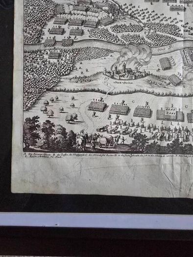 3 Matthaus Merian Antique Battle Engravings  17th Century Framed Set