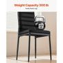 Modern Dining Room Accent Chairs Set of 6, Upholstered Leather Side Chair for Dining Tables, Space-Saving Kitchen Table Chair with Thick Cushions and Metal Legs, Black Image 4
